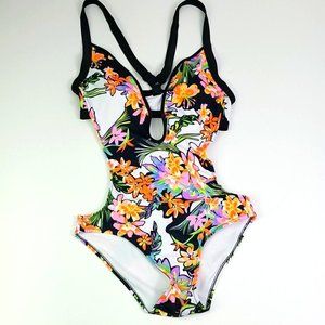 One Piece Swimsuit with Flowers